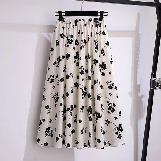Falda Midi Mujer Estampado Florado Suave - Vestiria