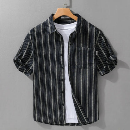 Camisa de verano lino a rayas hombre