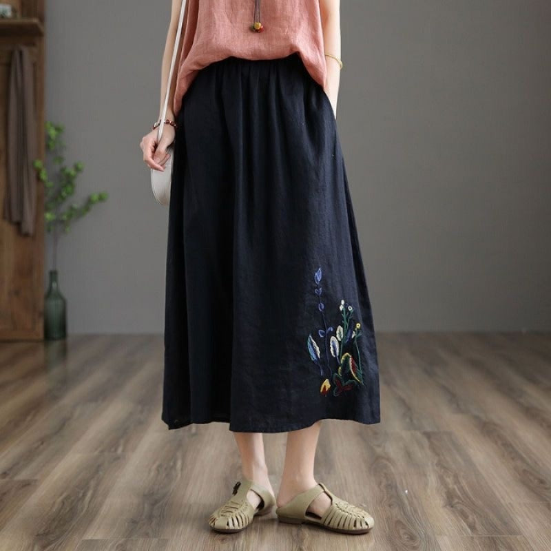 Falda Midi Mujer Floral Elástica y Elegante