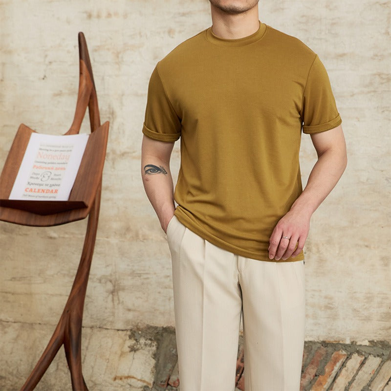 Camiseta Hombre Clásica Tejido Elástico Suave