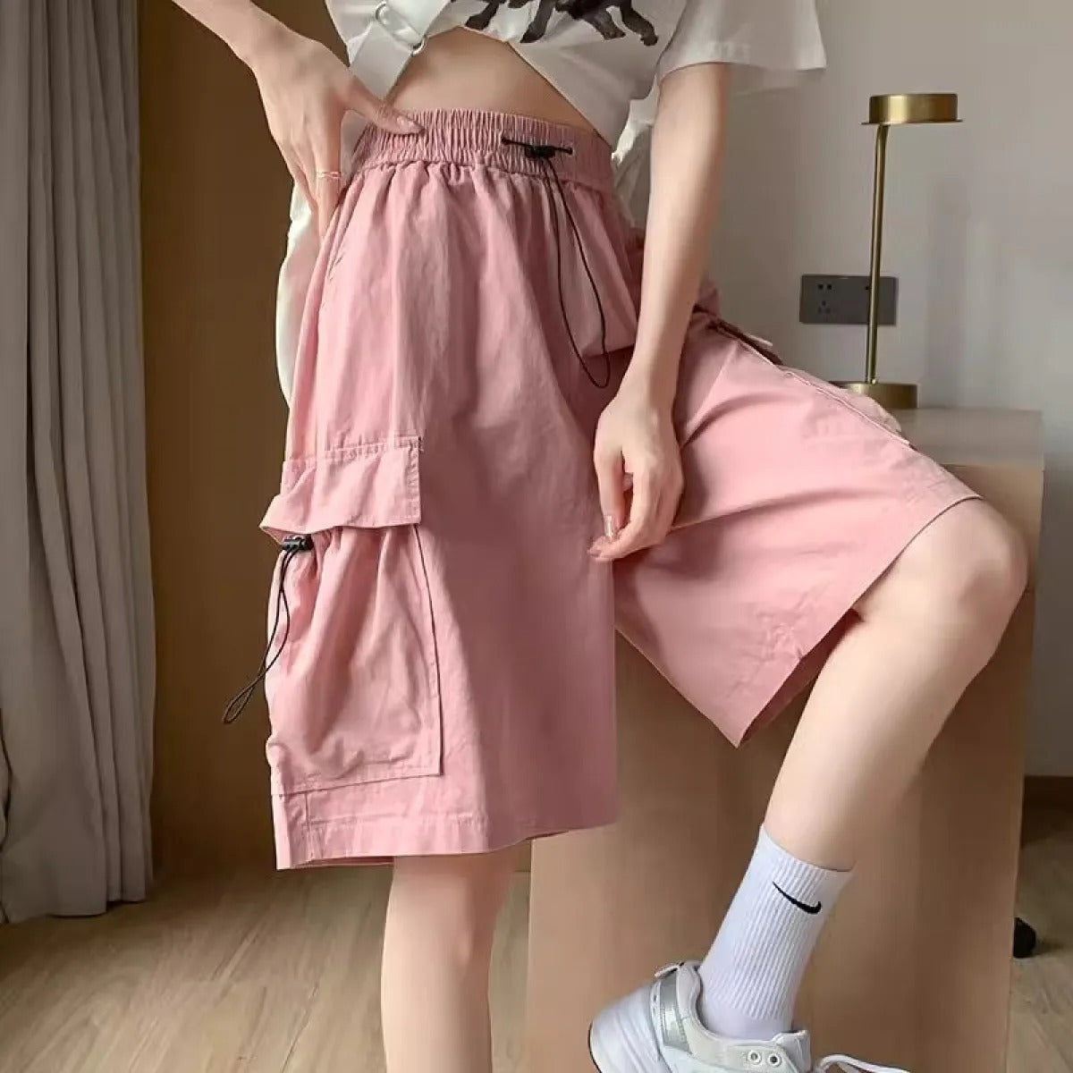 Pantalones cortos mujer cargo con bolsillos grandes