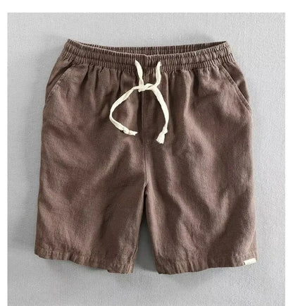 Pantalones cortos lino hombre cómodos con cinturón