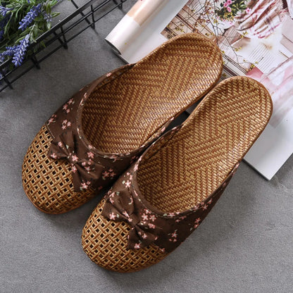 Pantuflas Mujer Tejidas con Lazo Floral