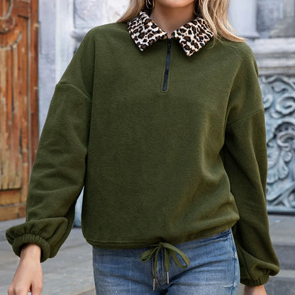 Jersey Felpa Cuello Piel Leopardo Glamouroso
