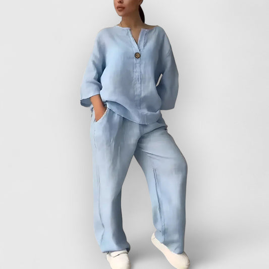 Pantalón ancho y camiseta cómoda para mujer - Vestiria
