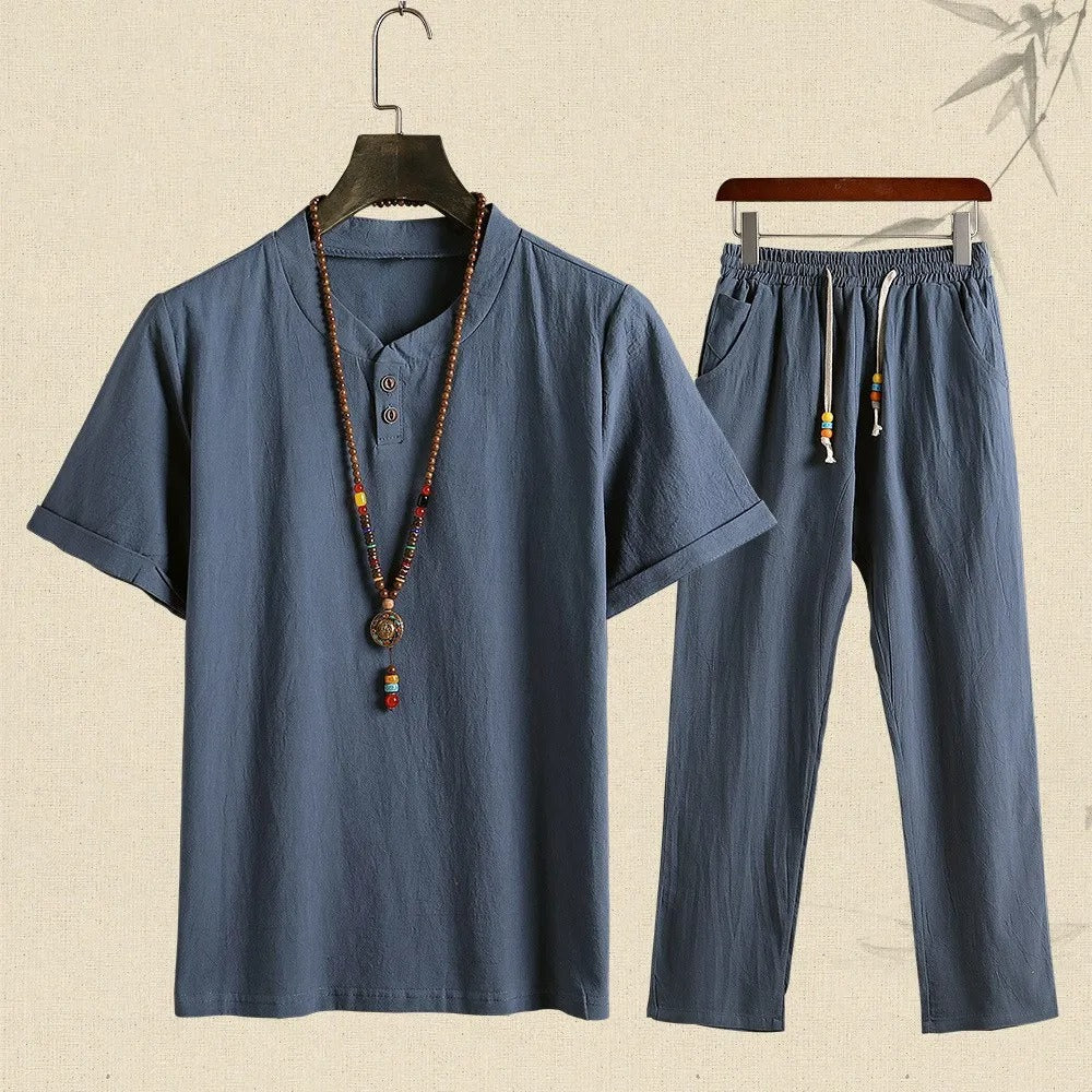 Camisa Lino Hombre Manga Corta Verano