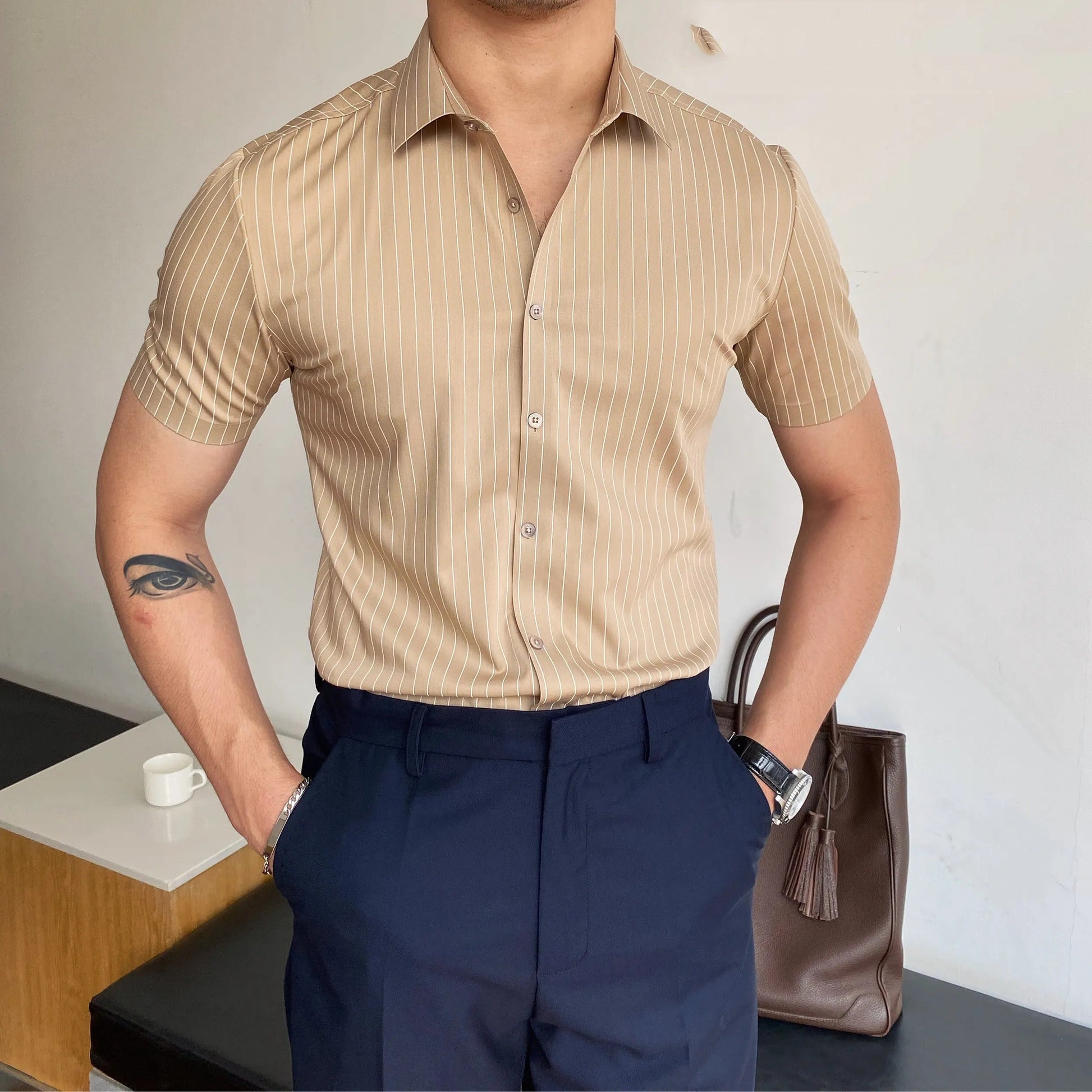 Camisa Hombre Rayas Estrecha Elegante - Vestiria