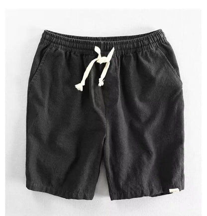 Pantalones cortos lino hombre cómodos con cinturón