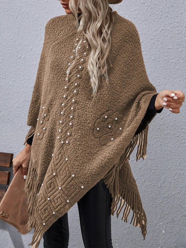 Poncho Suéter Grande y Acogedor Manga Ancha