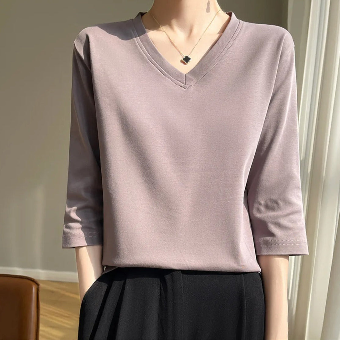Camiseta Mujer Manga Larga Algodón Suave Élodie - Vestiria