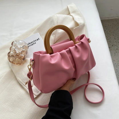 Bolso Mujer Piel Fruncida Elegante