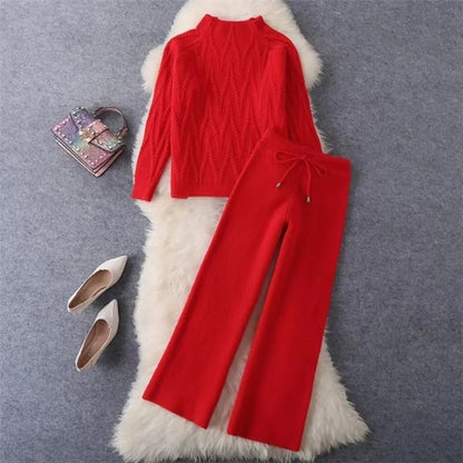Conjunto mujer jersey tejido y pantalón cómodo