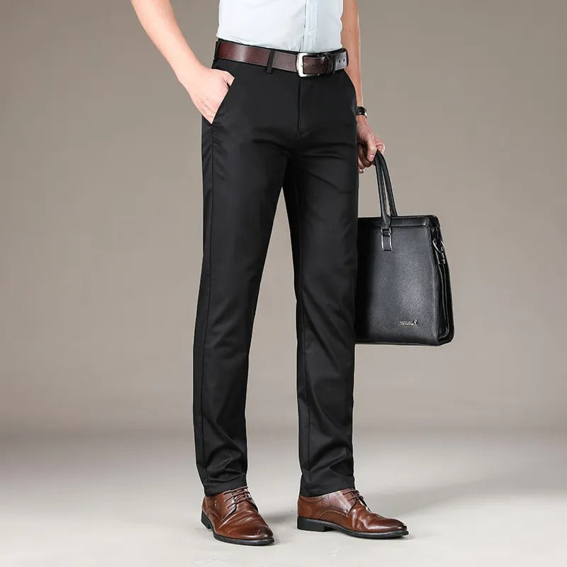 Pantalones Hombre Clásicos Corte Recto Elegantes