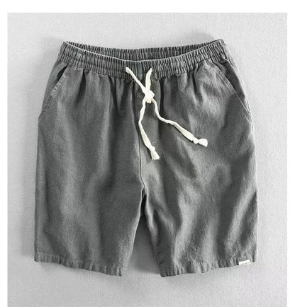 Pantalones cortos lino hombre cómodos con cinturón