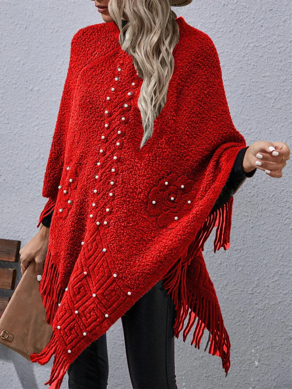 Poncho Suéter Grande y Acogedor Manga Ancha