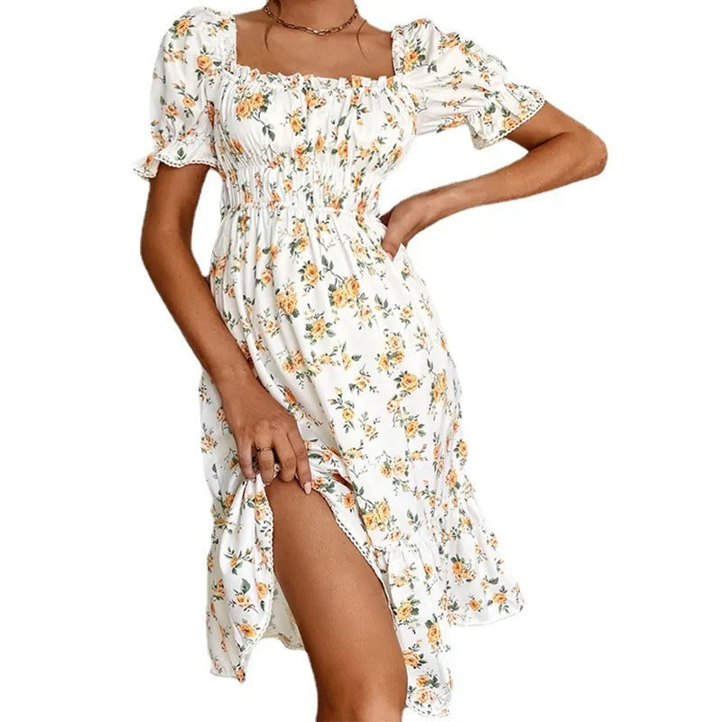 Vestido Mujer Florido Estilo Boho con Mangas Voladas