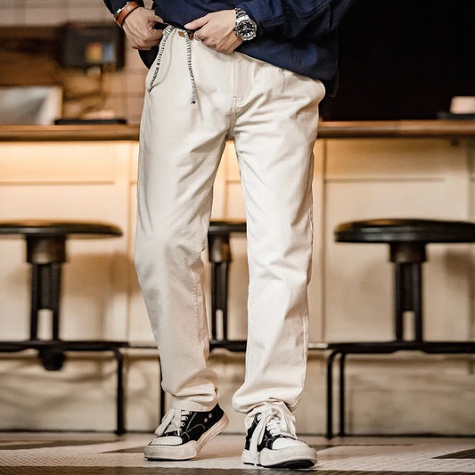 Pantalones Hombre Algodón Cómodos con Cinturón - Vestiria