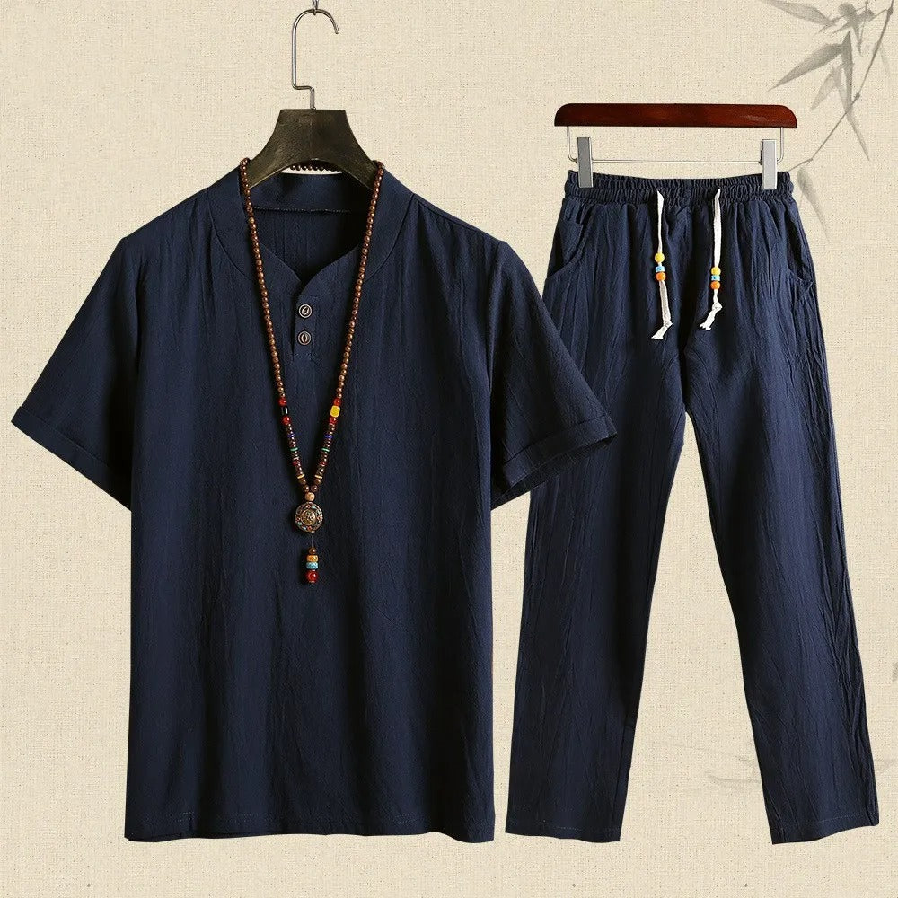 Camisa Lino Hombre Manga Corta Verano