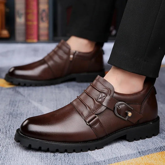 Zapatos Hombre Cuero Liso Hebilla Lateral - Vestiria
