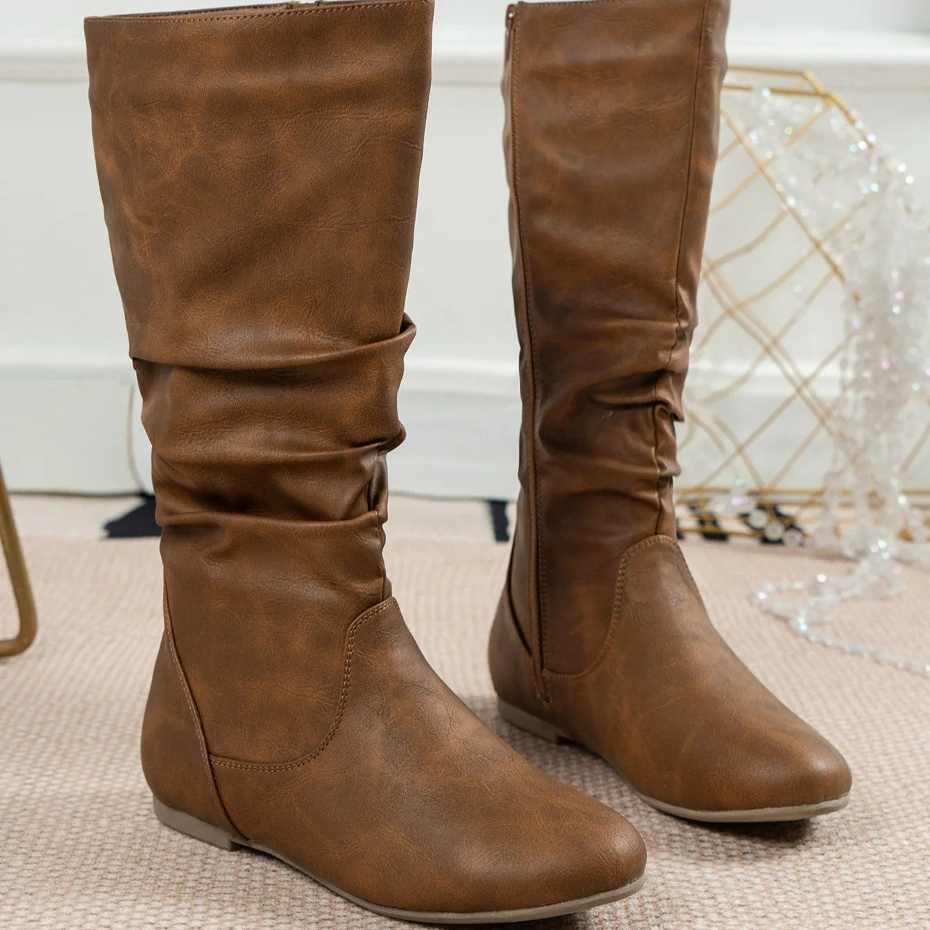 Botas Mujer Caña Alta con Detalle Fruncido - Vestiria