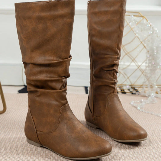 Botas Mujer Caña Alta con Detalle Fruncido - Vestiria