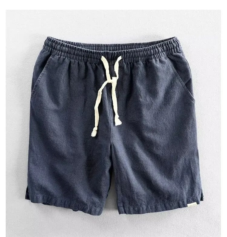 Pantalones cortos lino hombre cómodos con cinturón
