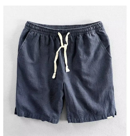 Pantalones cortos lino hombre cómodos con cinturón