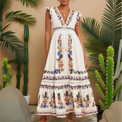 Vestido largo floral hippie mujer