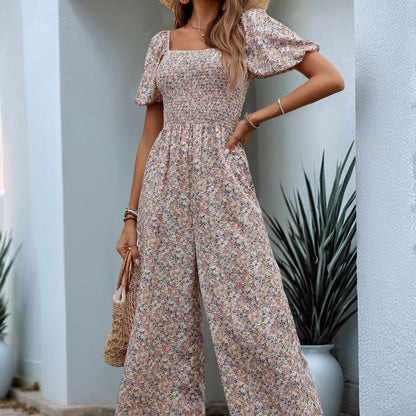 Vestido floral femenino manga corta escote cómodo