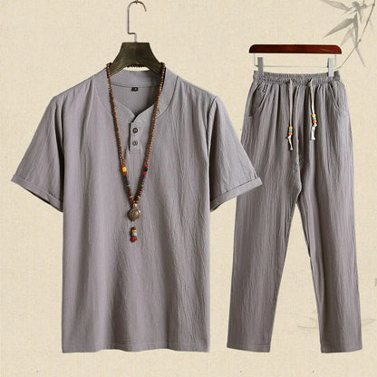 Camisa Lino Hombre Manga Corta Verano