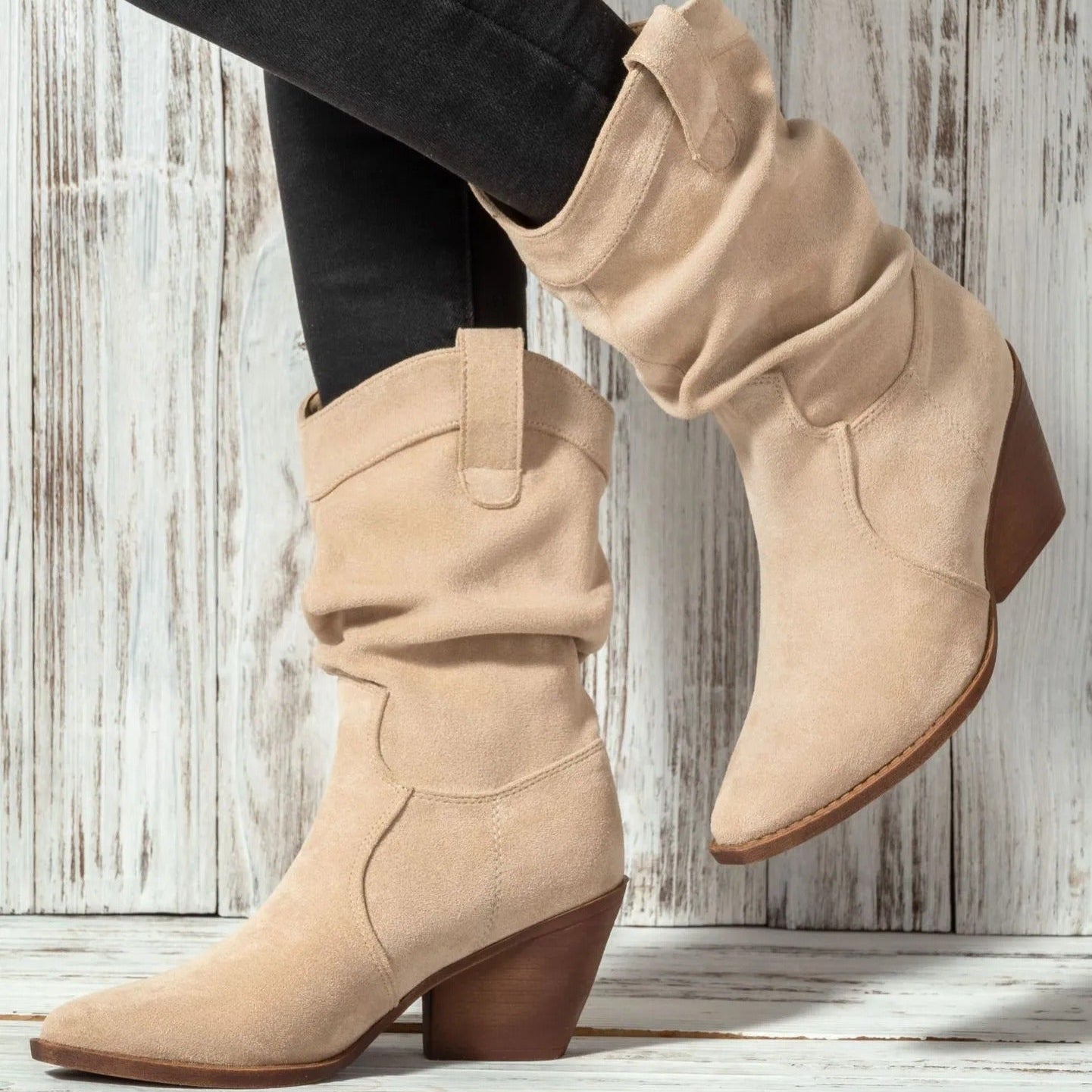 Botas Mujer Ante Sintético Estilo Country - Vestiria
