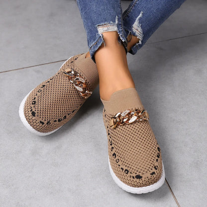 Zapatillas Mujer Deportivas Tejido Fresco Con Detalle Metálico - Vestiria