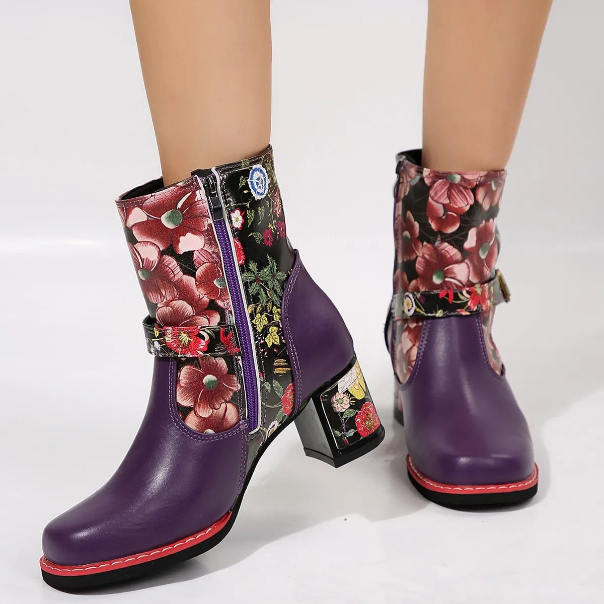 Botas Mujer Tacón Alto Estampado Floral