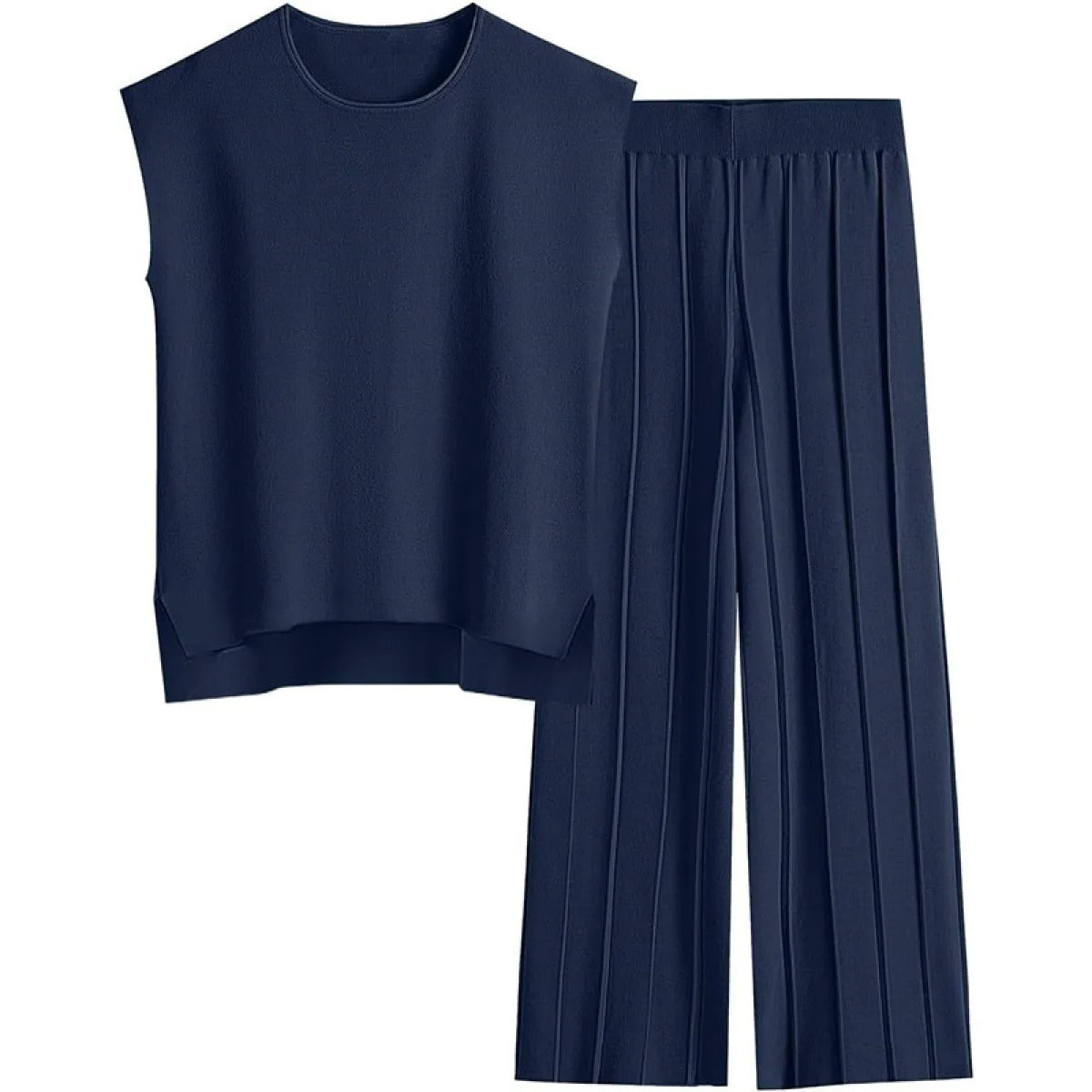 Pantalón Plisado y Top Sin Mangas Conjunto Femenino