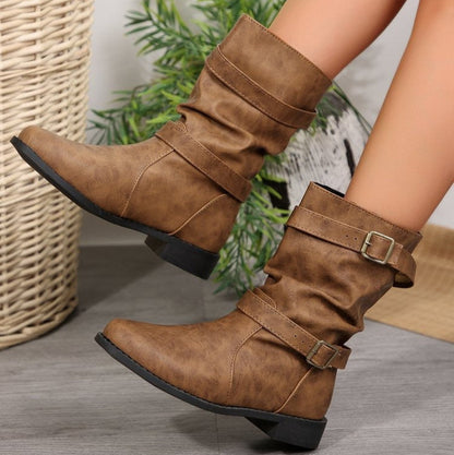 Botas Bajas con Hebilla de Moda - Vestiria