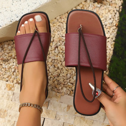 Sandalias Mujer Piel Sintética Estilo Clásico
