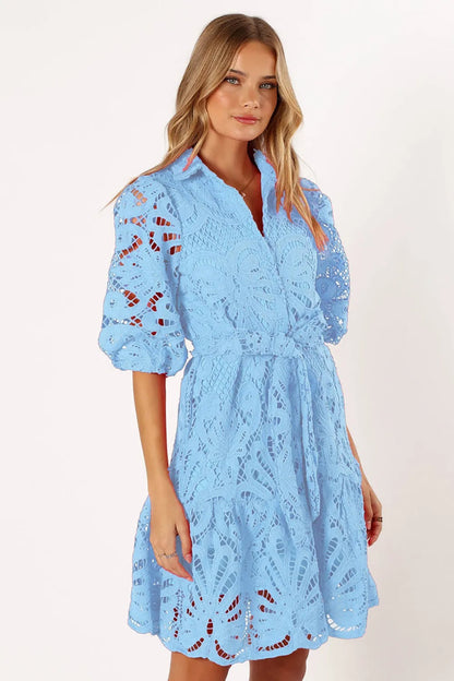 Vestido mujer encaje floral manga ancha romántico