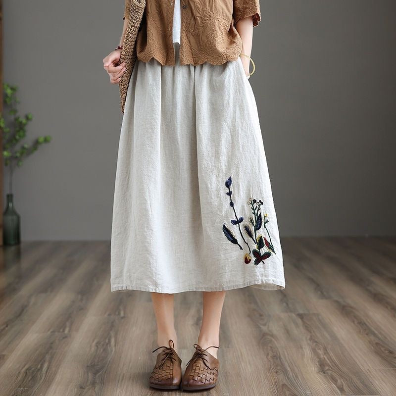 Falda Midi Mujer Floral Elástica y Elegante - Vestiria