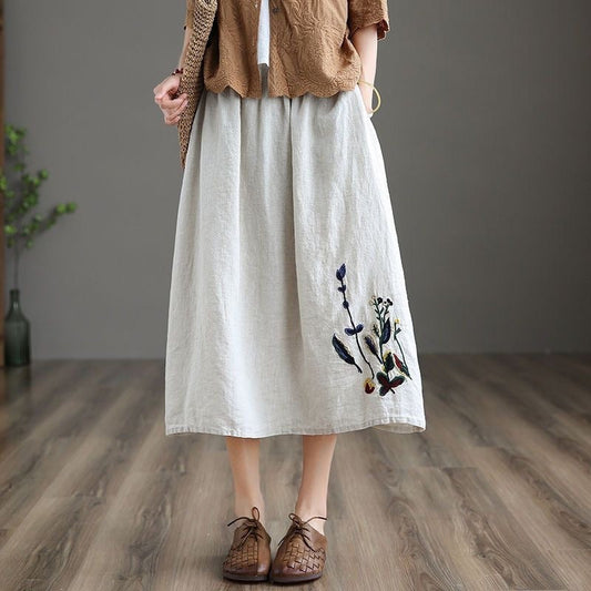 Falda Midi Mujer Floral Elástica y Elegante - Vestiria