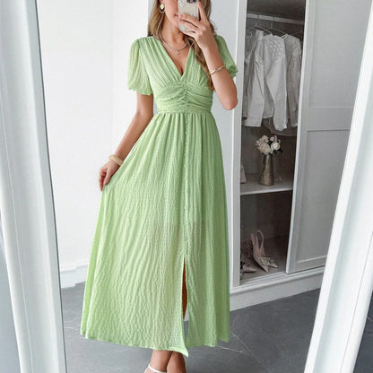 Vestido Elegante Mujer Escote Cruzado Abierto