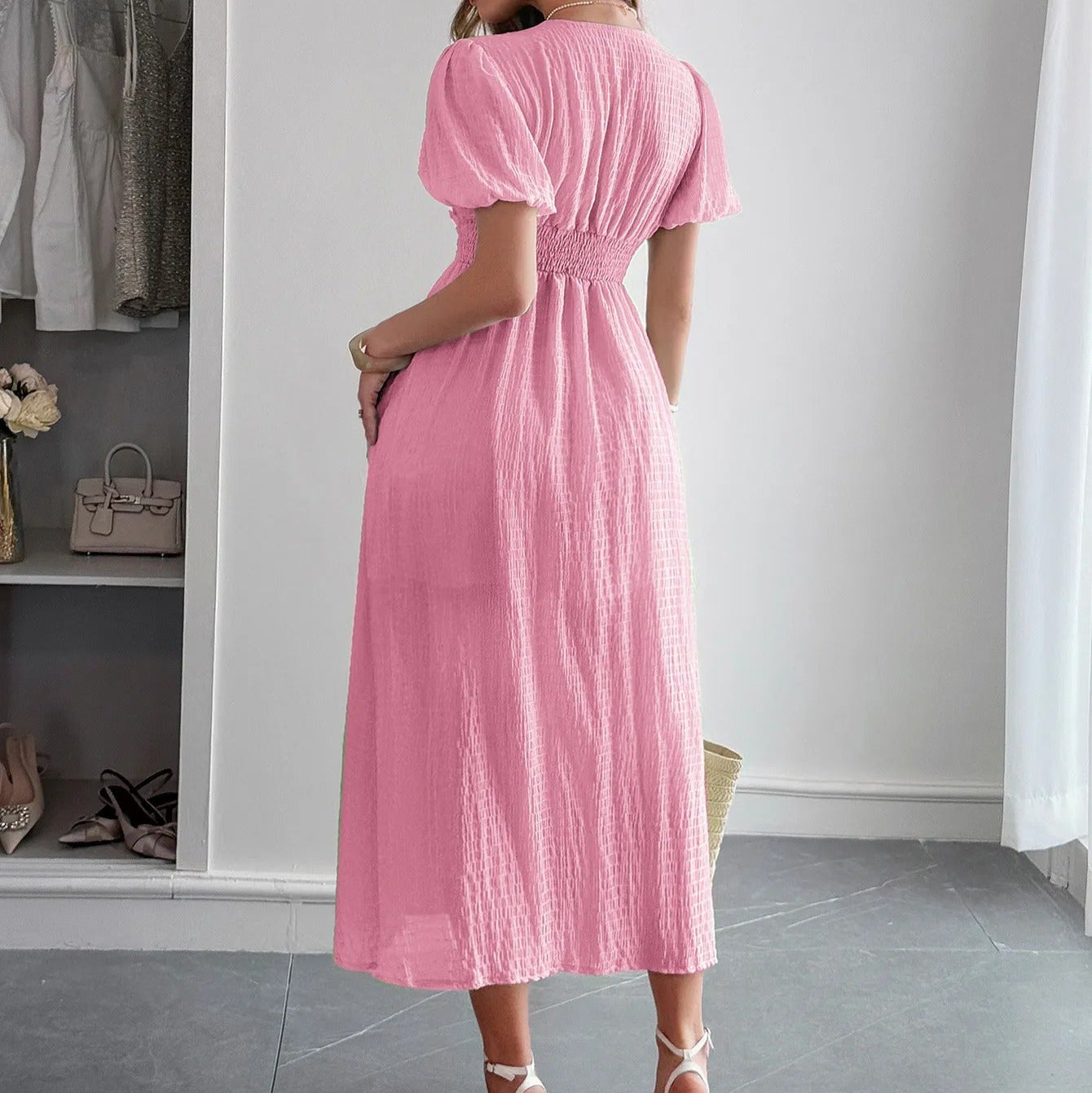 Vestido Elegante Mujer Escote Cruzado Abierto
