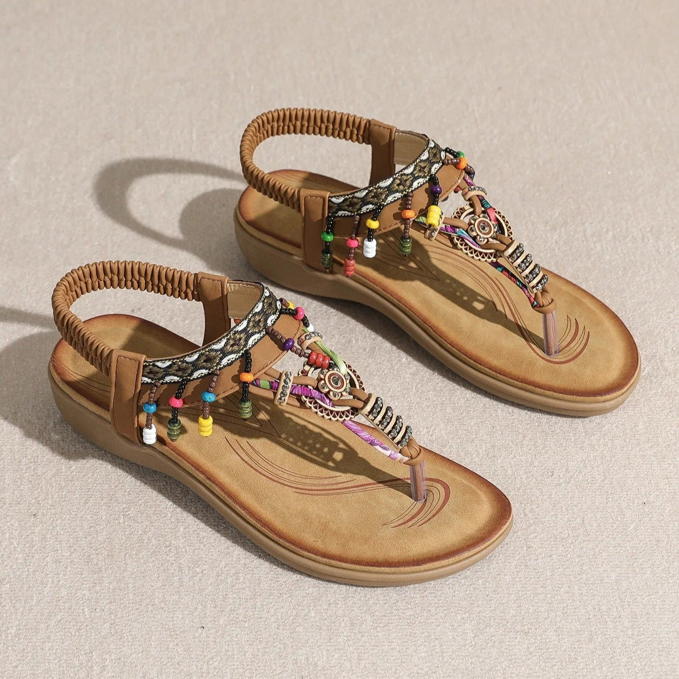 Sandalias Mujer Boho Chic Abalorios Coloridos