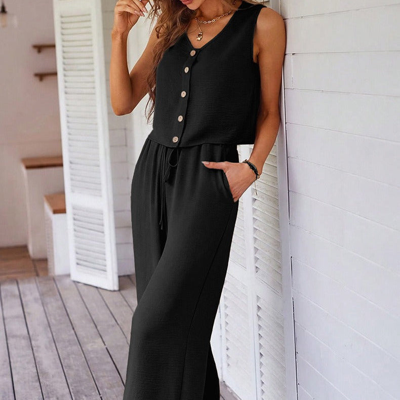 Conjunto mujer fluido pantalón ancho cálido Ámbar