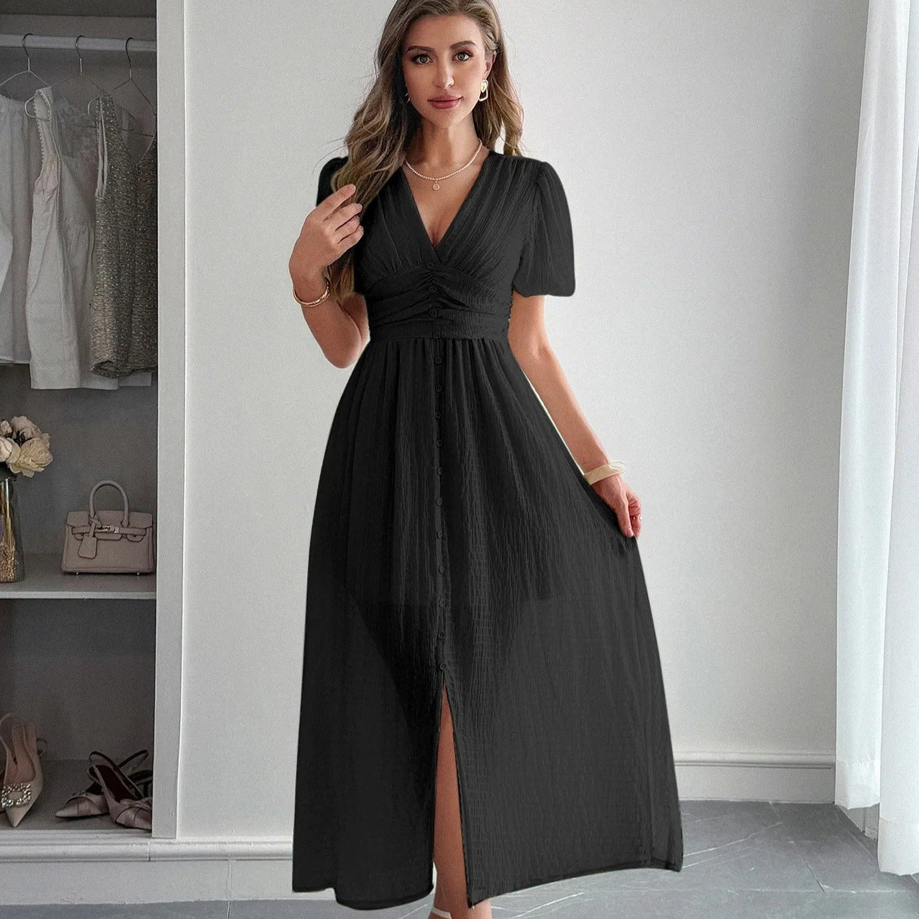 Vestido Elegante Mujer Escote Cruzado Abierto - Vestiria