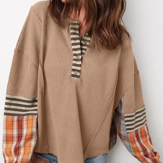 Sudadera mujer patchwork divertida manga a rayas - Vestiria