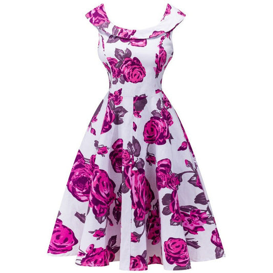 Vestido Mujer Florado Escote Redondo Falda Acampanada - Vestiria