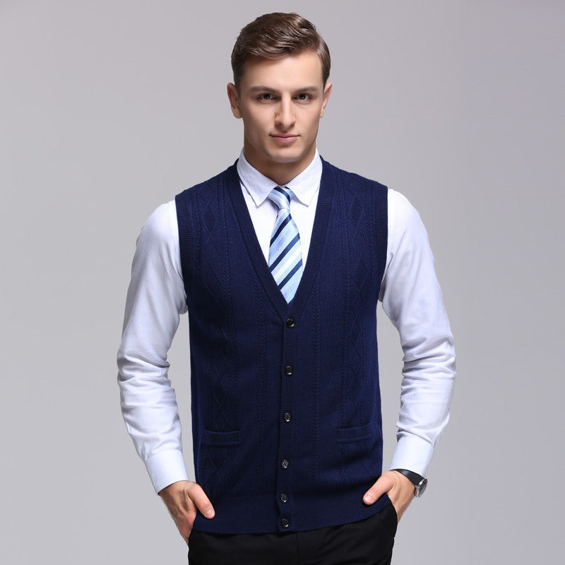 Chaleco Hombre Tejido Elegante Sin Mangas Formal