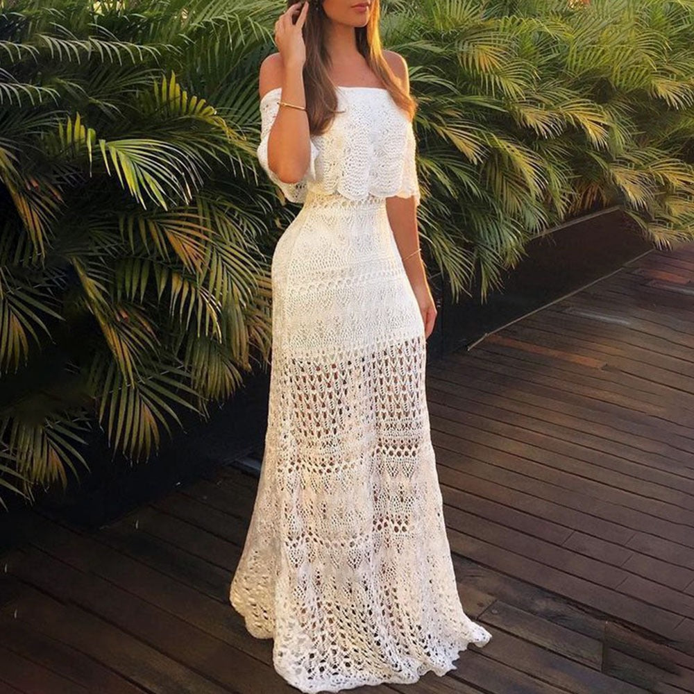 Vestido Largo Crochet Estilo Boho Verano - Vestiria