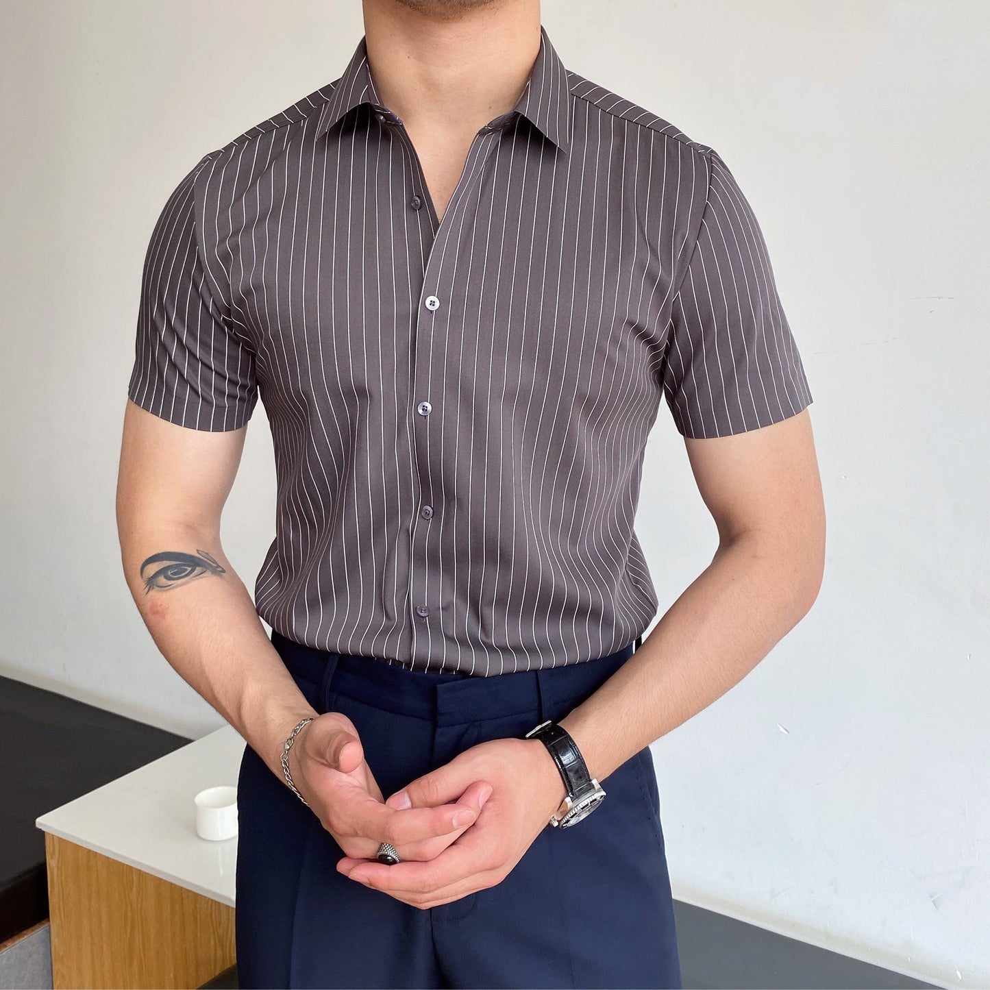 Camisa Hombre Rayas Estrecha Elegante