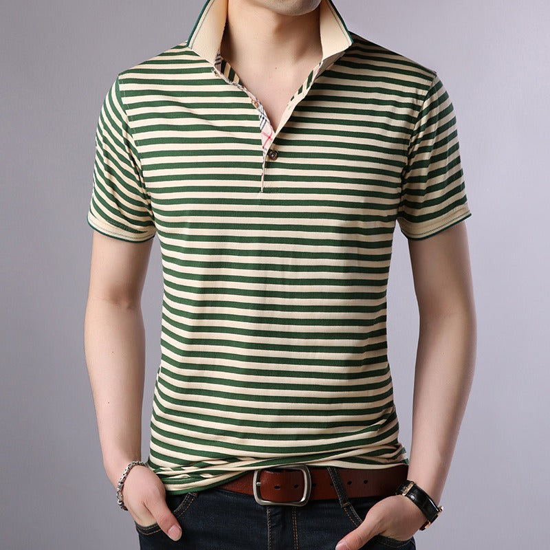 Camiseta de hombre manga corta a rayas clásica